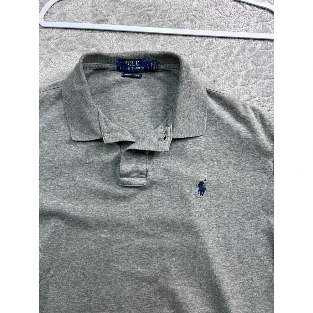Polo Ralph Lauren‎ Men's Gray Pima Soft Touch Polo Shirt Large